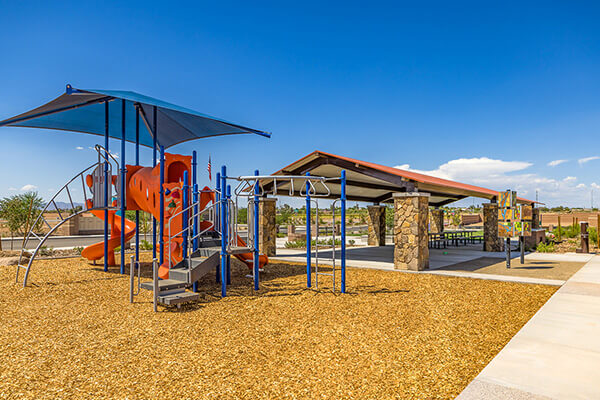 Yellowbell Court Park playground and covered structure at Alamar community in Avondale, Arizona