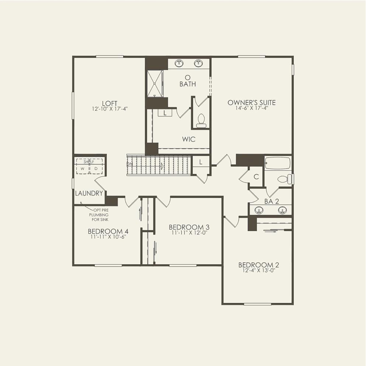 Visionary upstairs floorplan by Pulte Homes in Alamar community in Avondale, AZ